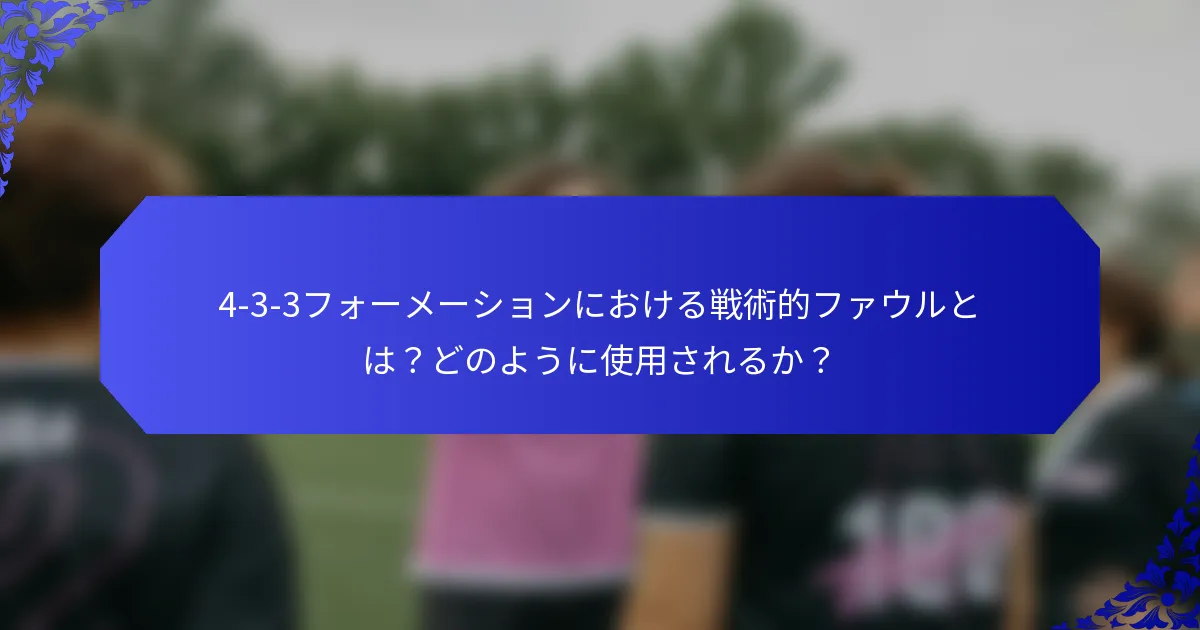 4-3-3フォーメーションにおける戦術的ファウルとは?どのように使用されるか?
