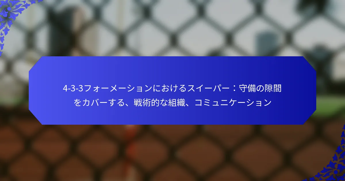 4-3-3フォーメーションにおけるスイーパー：守備の隙間をカバーする、戦術的な組織、コミュニケーション
