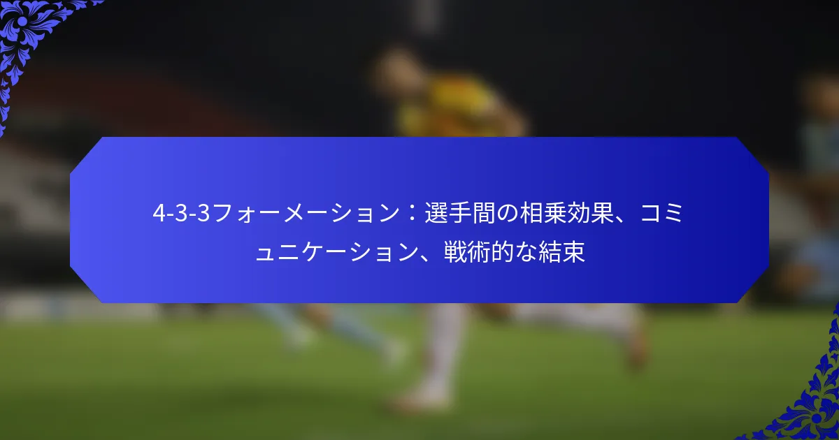 4-3-3フォーメーション：選手間の相乗効果、コミュニケーション、戦術的な結束