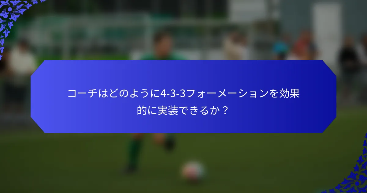 コーチはどのように4-3-3フォーメーションを効果的に実装できるか?